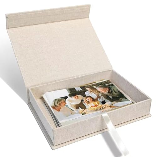 5x7" Archival Photo Storage Box with Lid – Stackable Memory Keepsake Organizer for Photos, Certificates, Jewelry & Scrapbooking Supplies, Photo Cases and Postcard Keeper Storage Container Box Beige - color: Beige, size: 5" x 7"
