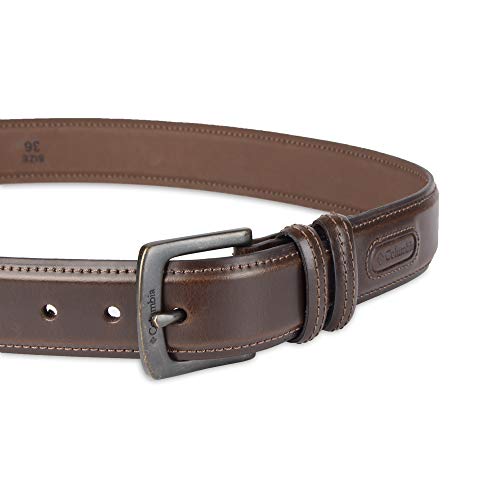 Columbia Men's Leather Casual Belt Tan & Brown Classic Style for Everyday Wear - color: Brown Double Loop, size: Medium (34-36)
