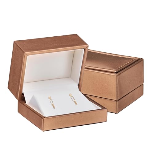 Premium Soft Leather Earring Box - Luxury Earring Case With Superior Stitching Ideal For Studs- Elegant Jewelry Box for Girls and Women, Earring Gift Box by Allure Pack - color: Bronze, size: Earing Box