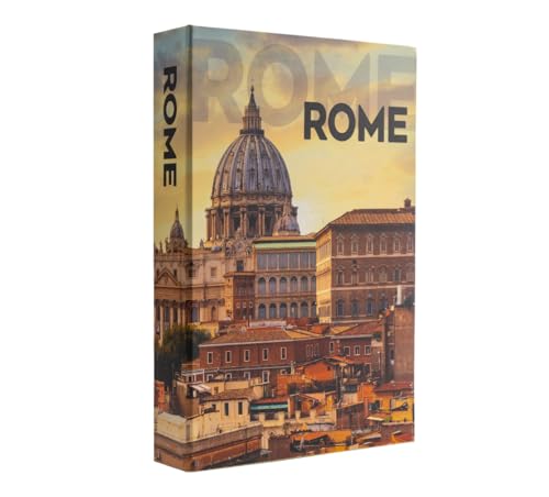 Rome Faux Book Storage Box - Storage Books (12x8x1.5”) | Faux Books for Keepsakes Stylish – Durable and Functional Fake Decor Books – Travel-Inspired Home Décor (12 x 8 x 1.5”) - style: Rome