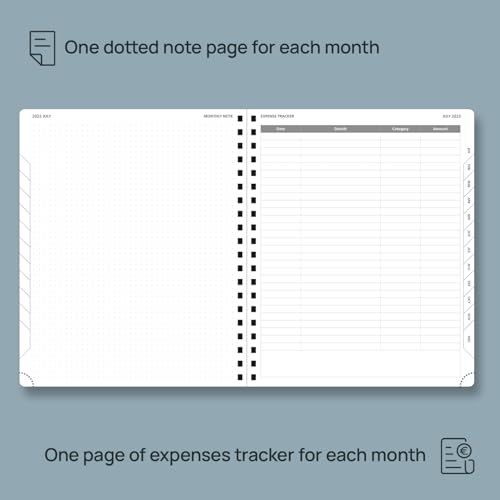 POPRUN Monthly Planner 2026-2027 (Large 8.5" x 10.5") 18 Months Calendar (Jan 2026 - Jun 2027) - 4 Pages per Month with Expense & Notes, Stair-like tabs, Leather Cover, Sunday Starts - Black - color: Black, size: Large -8.5" x 10.5", style: Jan.2026-Jun.2