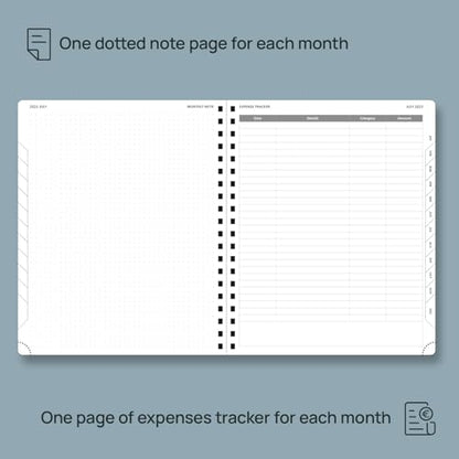 POPRUN Monthly Planner 2026-2027 (Large 8.5" x 10.5") 18 Months Calendar (Jan 2026 - Jun 2027) - 4 Pages per Month with Expense & Notes, Stair-like tabs, Leather Cover, Sunday Starts - Black - color: Black, size: Large -8.5" x 10.5", style: Jan.2026-Jun.2