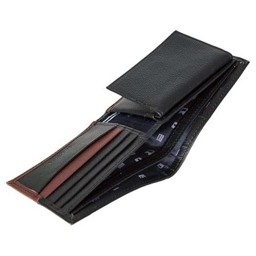 Nautica Men's Bifold Leather Wallet | RFID Blocking | ID Window | Card Slots | Organization | Durable | Stylish - color: Two Tone - Black/Cognac