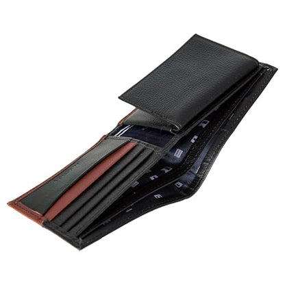 Nautica Men's Bifold Leather Wallet | RFID Blocking | ID Window | Card Slots | Organization | Durable | Stylish - color: Two Tone - Black/Cognac