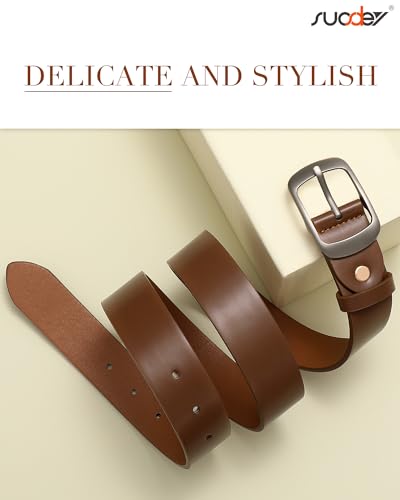 SUOSDEY Women Belts For Jeans Dresses Pants Ladies Leather Waist Belt with Elegant Buckle, Width 1.3" - color: 02-light Coffee, size: Medium: fits waist from 30"-35"