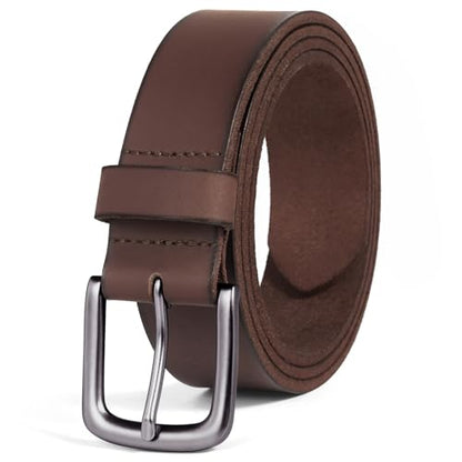 VATAN Men's Full Grain Leather Casual Every Day Jean Belt Handmade (35mm) - color: A-brown, size: 36(Fits Waist 34"-35")