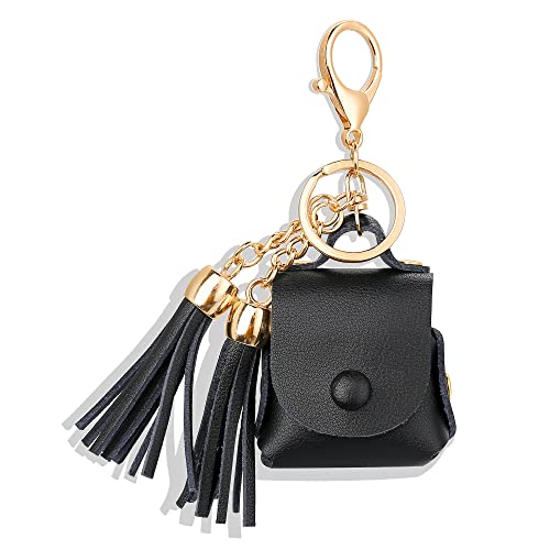 MODOS LOGICOS Charging Case Cover for Apple Air Pods, Genuine Leather Case with a Couple of Drooping Tassels for Apple AirPods 1/2 Charging Case - Black - color: Black(genuineleather)