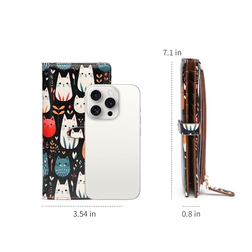Slim Wallets for Women Credit Card Holder RFID Bifold Clutch Long Ladies Billfold Wallets with Zipper Coin Pocket ID Window Pile Cat - color: Pile Cat