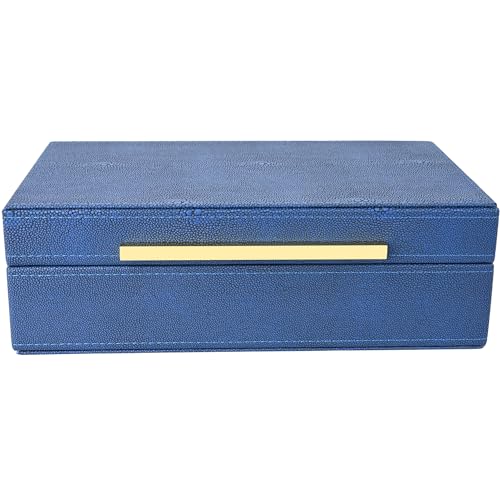 XIGEXIGE Navy Blue Shagreen box Faux Leather Decorative Box,Keepsake And Memory Storage Small Decorative Boxes with Lids for Modern Home Decor Jewelry Box Organizer - color: Blue-1
