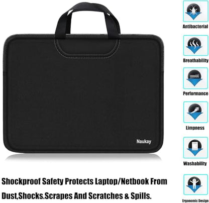 17 inch Laptop Sleeve, Resistant Neoprene Laptop Bag with Handle Briefcase | Laptop Case, Traveling Computer Protective Bag Compatible for 15 15.6 inch HP, Dell, Acer, Asus, Black - color: Black, size: 17 inch