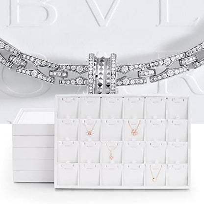 White PU Leather Ring Stud Earring Jewelry Display Organizer Tray | Easy-clean scratch-proof PU leather tray, orderly storage for rings earrings, for home vanity & retail holiday jewelry gifts - size: 11 Slot