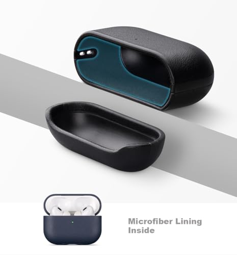 LOPIE Leather Case for AirPods Pro 2 - Handmade AirPods Pro 2nd Generation Case Cover with Lanyard - Made of Full Grain Leather - Drop Protection Hard Shell Cover - Wireless Charging Compatible - Blue - color: Blue, size: Top Grain Leather