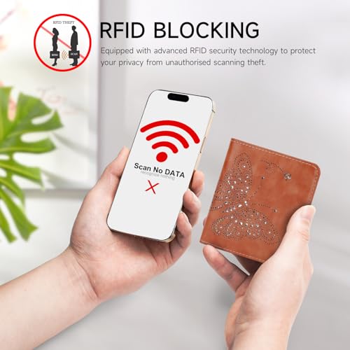 KITEVIUN Small RFID Wallet Women Ultra Thin Slim Womens Wallet Mini Compact Bifold Pocket Ladies Wallets for Women BROWN - color: 09-BROWN