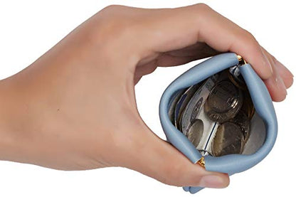 Travelambo Leather Squeeze Coin Purse Pouch Change Holder For Men & Women - color: Access Blue Classic