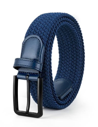 Stretch Elastic Braided Woven Golf Belt 1 3/8 Inch Wide for Men and Women - color: Blue, size: XX-Large (Fits 44-50" Waist)