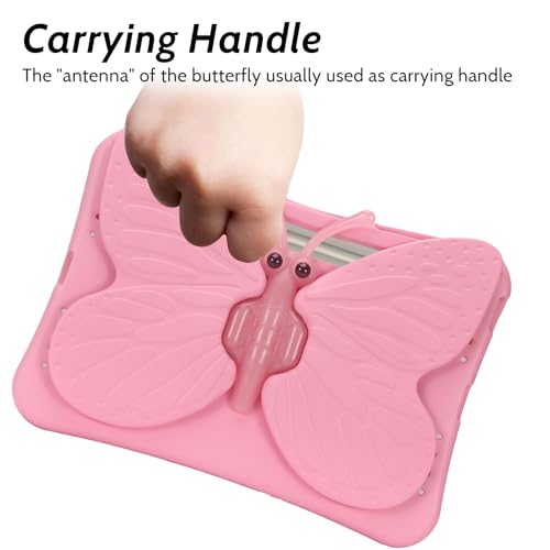 Dteck Kids Case for Samsung Galaxy Tab S10+ Plus/S9 FE Plus/S9 Plus/S8 Plus/S7 FE/S7 Plus 5G 12.4 inch,Cute Butterfly Kids Case Lightweight Roating Stand Shockproof Rugged Heavy Duty Girl Cover,Pink - color: 15 Pink