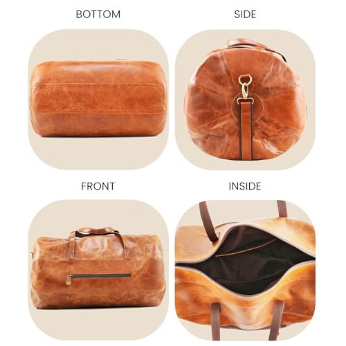 Leather Duffle Gym Sports Bag For Men Women 'The GoalGear' Carry all Luggage Hold all Travel Overnighter Weekender Bag (With Strap)