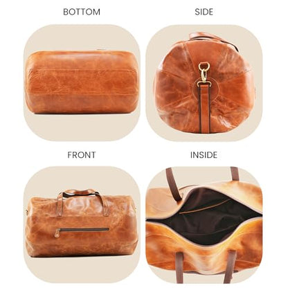Leather Duffle Gym Sports Bag For Men Women 'The GoalGear' Carry all Luggage Hold all Travel Overnighter Weekender Bag (With Strap)