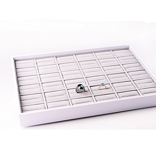 Oirlv Leather Ring Display Tray White | Holds Rings Securely, Elegant Presentation for Large Collections - size: 36 Grids Ring