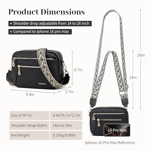 Crossbody Purse for Women Small Crossbody Bags Trendy Vegan Leather with Adjustable Shoulder Straps Gift for Mother Wife Mom - color: Black