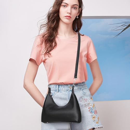 GOIACII Top-Handle Crossbody Bags for Women Soft Leather Trendy Purse Circle Handbags Small - color: Z01 Black