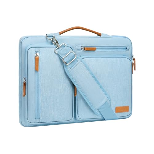 MOSISO 360 Protective Laptop Shoulder Bag, 13-13.3 inch Computer Bags | Compatible with MacBook Pro 14, HP, Dell, Lenovo, Asus, Side Open Messenger Bag with 4 Zipper Pockets&Handle, Air Blue - color: Air Blue, size: 13.3 inch