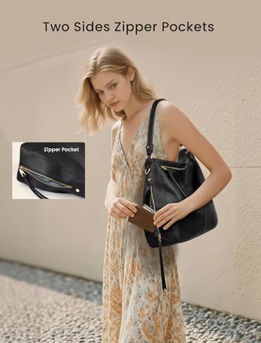 Hobo Crossbody Bag for Women, Designer Shoulder Purse Handbags - color: Black-gold Hardware, size: Large-15.2 inch