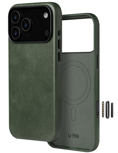 Handcrafted Premium Italian Leather Case for iPhone 17 Pro Max - [Built-in Camera Control] - Compatible with Magsafe - Two-Tone Effect with Unique Patina Over Time - Emerald Green | For iPhone 17 Pro Max, Built-in Camera&AI Control, Compatible with MagSaf