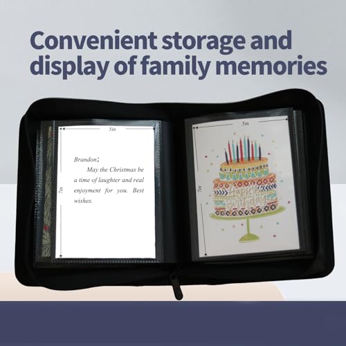 82 Pocket 5x7 Greeting Card organizer Album,Christmas Card book | binder for Storage protect birthday,postcard,wedding,xmas holiday card holder &display grad card keepsake gift box - color: Blue