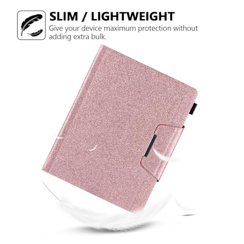 Glitter Case for iPad Pro 11-inch (M4/M5) 2024 2025, Techcircle Folio Stand Smooth Bling PU Leather Soft TPU Back Smart Cover with Pencil Holder & Card Pocket, Auto Sleep/Wake, Shiny Pink - color: 01 Shiny Pink, size: iPad Pro 11 2024-2025