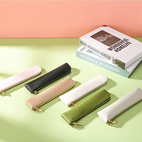 Pencil case, Green PU leather pen case,Small pencil bag,Pen organizer for adults.… - color: Green