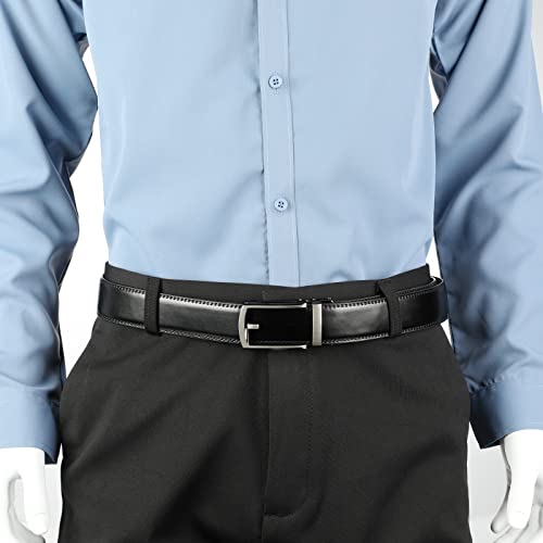 Men's Real Leather Ratchet Dress Casual Belt, Cut to Exact Fit,Elegant Gift Box - color: Black Style47, size: Adjustable from 44" to 52" Waist