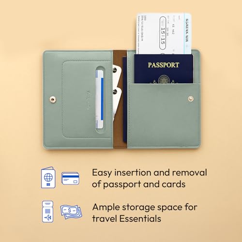 carrotez Premium RFID Blocking Leather Passport Holder & Wallet – Mint Grey - color: Mint Grey