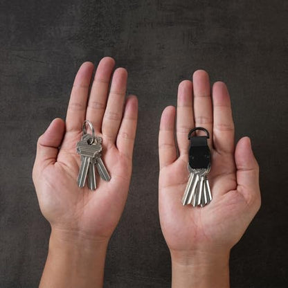 Compact Aluminum Mini Key Organizer Holder Keychain with Carabiner Clip. | 34mm x 18mm x18mm, Up to 4 Keys Storage. - color: Aluminum - Mini - Carbon Fiber.