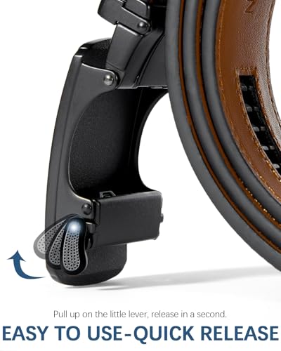 BOSTANTEN Leather Ratchet Belts for Men 2 Pack Trimmable 1 3/8“ Gift Boxed - color: 008-black and Brown, size: 36"-42" Waist Adjustable