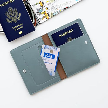 carrotez Premium RFID Blocking Leather Passport Holder & Wallet – Fog Blue - color: Fog Blue