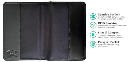 Black Basic Genuine Leather RFID Passport Cover - color: Black