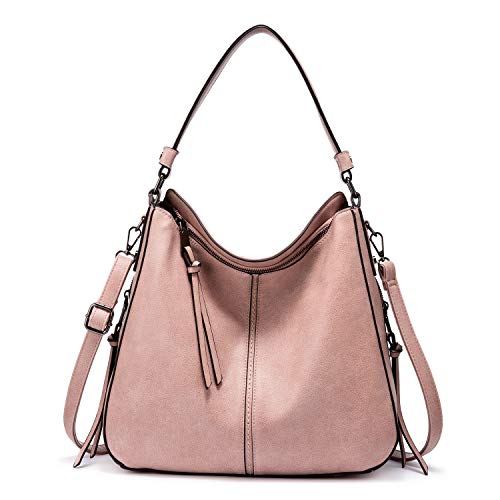 Hobo Crossbody Bag for Women, Designer Shoulder Purse Handbags - color: Pink-gun Black Hardware, size: Large-15.2 inch