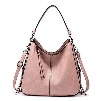 Hobo Crossbody Bag for Women, Designer Shoulder Purse Handbags - color: Pink-gun Black Hardware, size: Large-15.2 inch