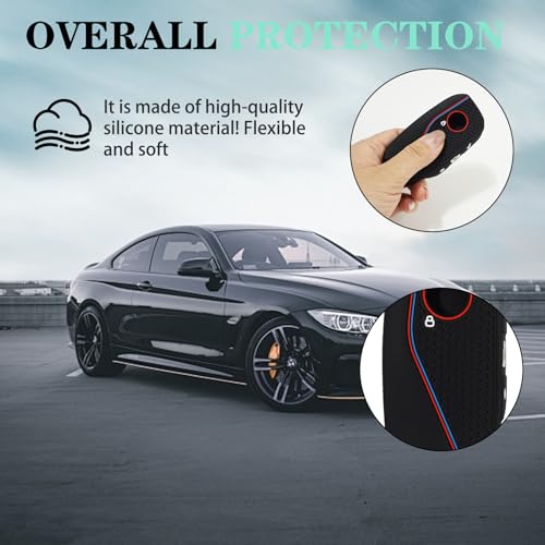 2PCS Silicone Key Fob Cover, Protective Case Compatible with 2023 2024 2025 2026 X5 X3 X1 X7 Series, Automotive Key Protector for Car Owners (Black) - color: Black