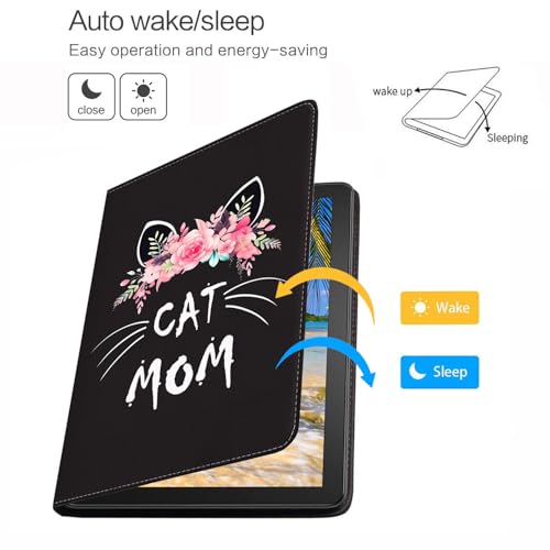 Case for Samsung Galaxy Tab S10 Lite/ S10 FE/ S9 FE 5G 10.9 Inch/ S9 11 Inch, Adjustable Stand Auto Wake/Sleep Smart Leather Cover, Floral Cat Mom - color: Floral Cat Mom