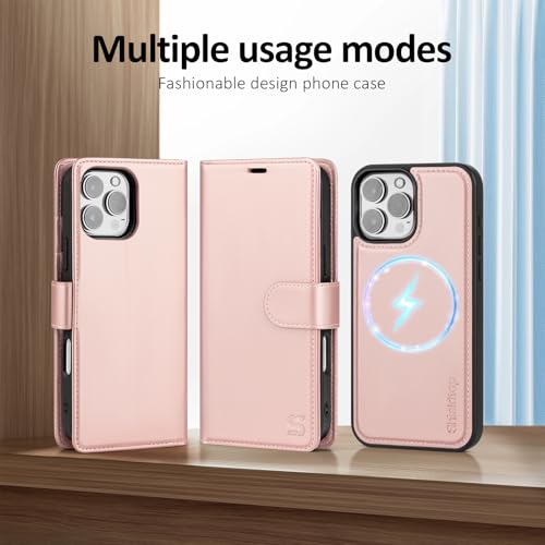 Shieldtop Compatible with MagSafe iPhone 16 Pro Max Wallet Case,Rose Gold | 2 in 1 Detachable Magnetic,Credit Card Holder Slots,RFID Blocking,PU Leather,Kickstand,Flip Folio Phone Cover for Men & Women - color: Rose Gold, size: iPhone 16 Pro Max - 6.9"