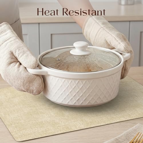 Newise Faux Leather Placemats Set of 6, Waterproof, 18''×12'', Beige | Heat Resistant Wipeable Table Mats, Dual-Sided Place Mats for Patry Kitchen Dinner - color: Beige