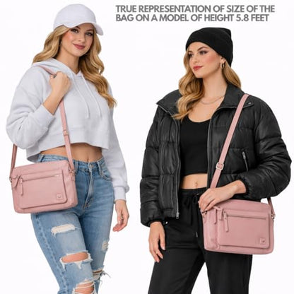 Leather Crossbody Bags for Women Small Soft Genuine Pebbled Sling Shoulder Handbag Crossover Purse with Full Adjustable Strap (Baby Pink Nappa) - color: Baby Pink Nappa