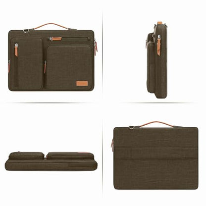 MOSISO 360 Protective Laptop Shoulder Bag, 17-17.3 inch Computer Bags | Compatible with MacBook, HP, Dell, Lenovo, Asus Notebook, Side Open Messenger Bag with 4 Zipper Pockets&Handle, Carob Brown - color: Carob Brown, size: 17.3 inch