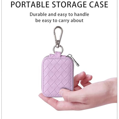 Earbud Case, Headphone Storage Case for AirPods 4/1/2/3/Pro 2 Lattice Lilac | PU Leather Plaid Zipper Carrying Pouch Earbuds Bag with Keychain for Wireless Earphones, Wired Headphone & USB Cable - color: Lattice Purple