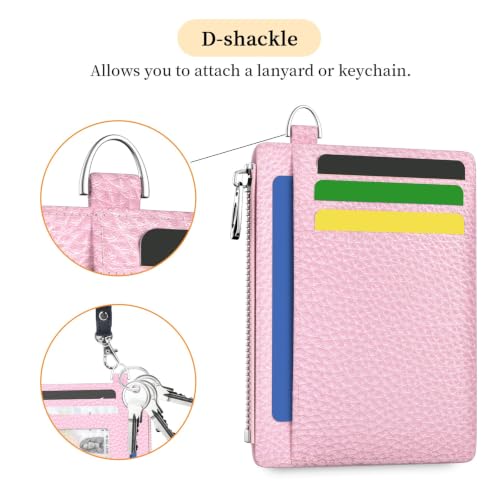 Hancynir Minimalist Slim Wallet Women Credit Card Holder, RFID Small Cute - color: 01-Lichee PK Bling Wallet