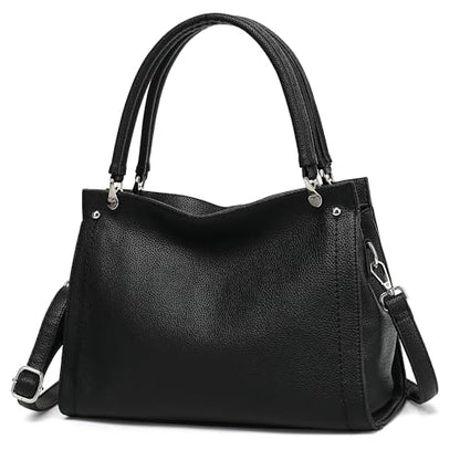KOGTLA Lychee-textured Vegan Leather Purses for Women, Sturdy Ladies Handbags with Adjustable Satchel Strap, Tote Hobo Bags | Lychee-textured - color: Black