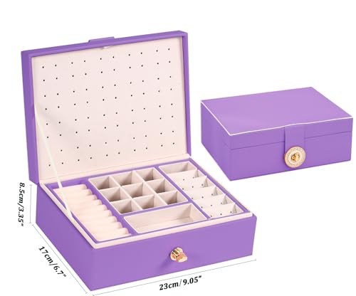 MTGOCHA 여아용 귀걸이 주얼리 박스, 주얼리 오거나이저 귀걸이 보드 40쌍 | 2겹, 대용량, 가죽, 목걸이 반지 팔찌용 주얼리 보관 상자, 탈착식 트레이, 아이디어 선물, 퍼플 - color: 퍼플.