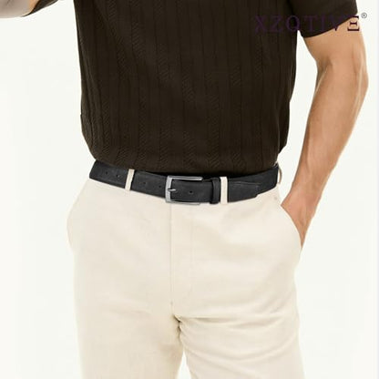 XZQTIVE Men's Suede Belt - Genuine Leather Dress Belt for Jeans Dress - color: Black(suede), size: Fit Pant 40"-45"